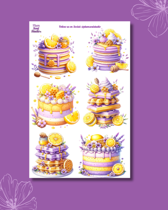 Lavender Lemon Waffles and Cakes Sticker Sheet