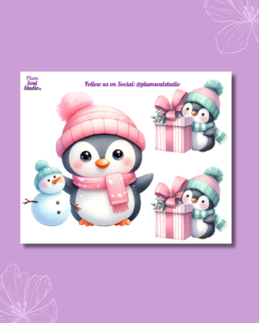 Christmas Penguins Mini Sticker Sheet