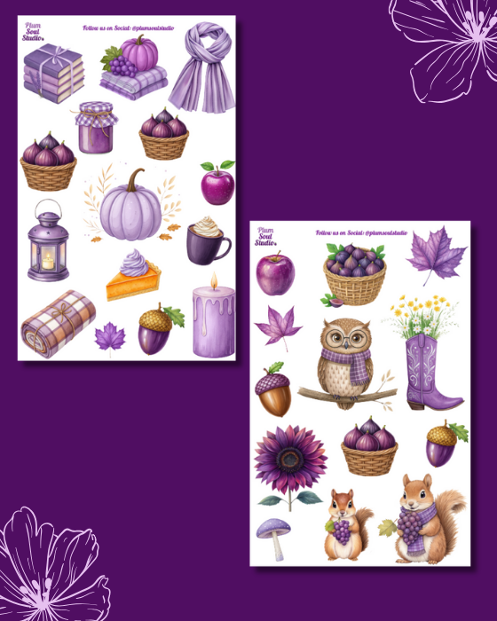 Purple Rustic Fall Sticker Set