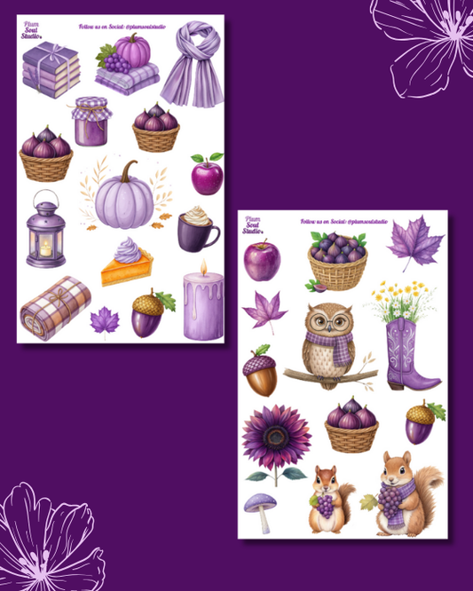 Purple Rustic Fall Sticker Set