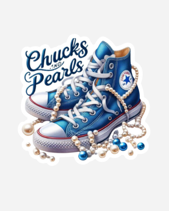 Chucks and Pearls Vinyl Die Cut Sticker