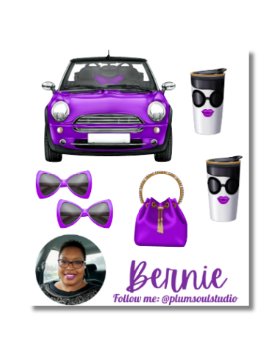 Purple Mini Cooper Contact Card