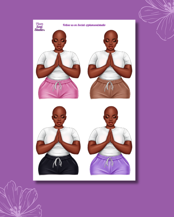 Praying Paula Bald Sticker Sheet