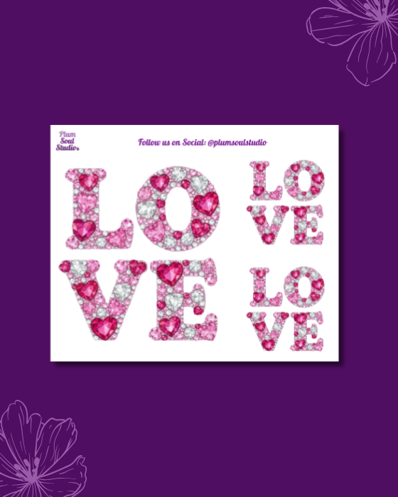 Rhinestone Love Mini Sticker Sheet