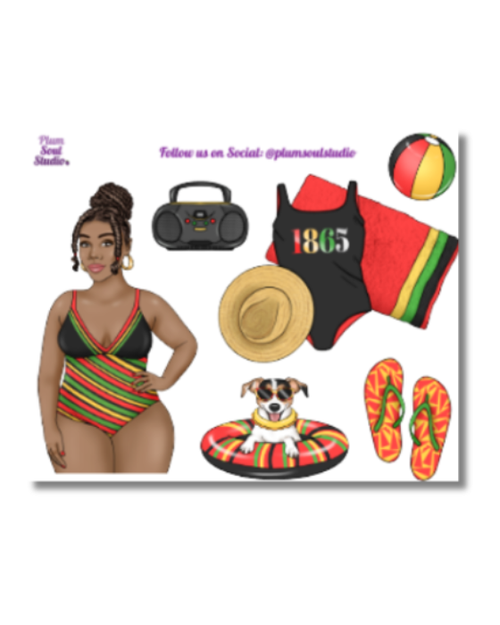 Juneteenth Beach Day Sticker Sheet