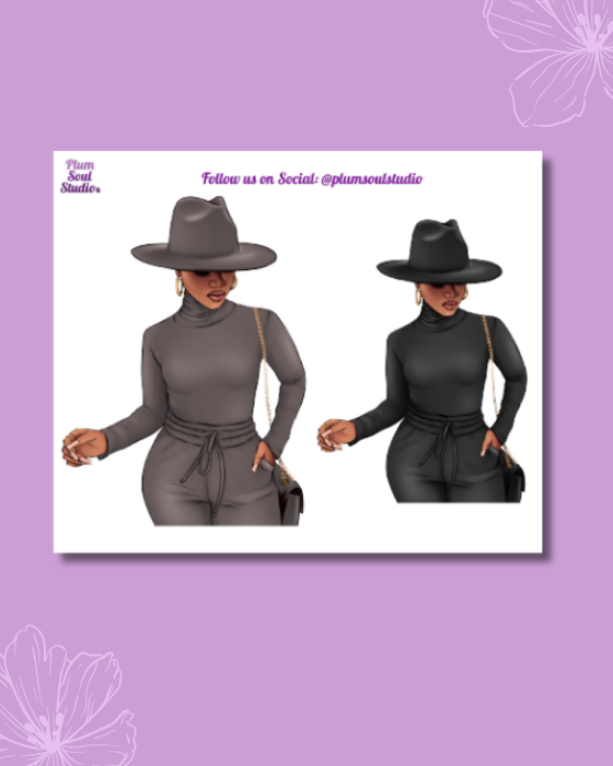 Angel Turtleneck and Fedora Mini Sticker Sheet