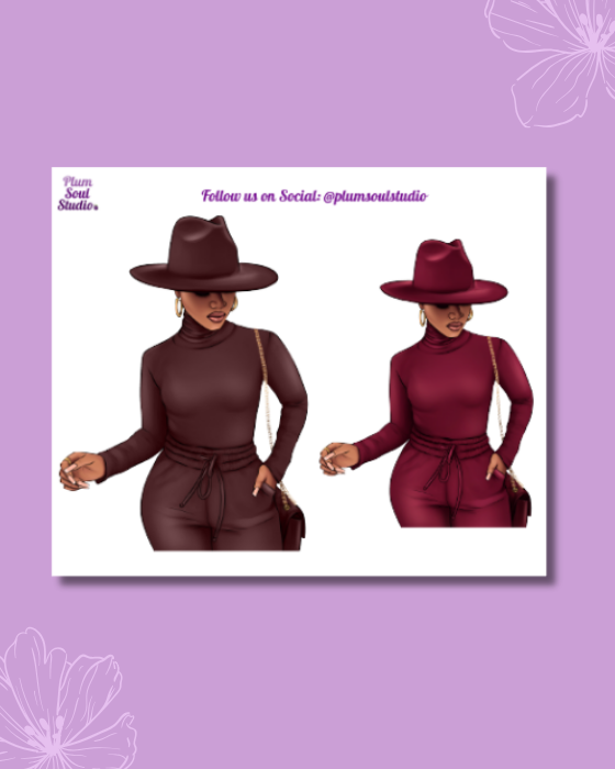 Angel Turtleneck and Fedora Mini Sticker Sheet
