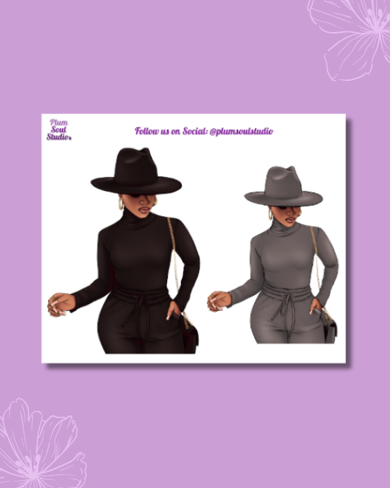 Angel Turtleneck and Fedora Mini Sticker Sheet