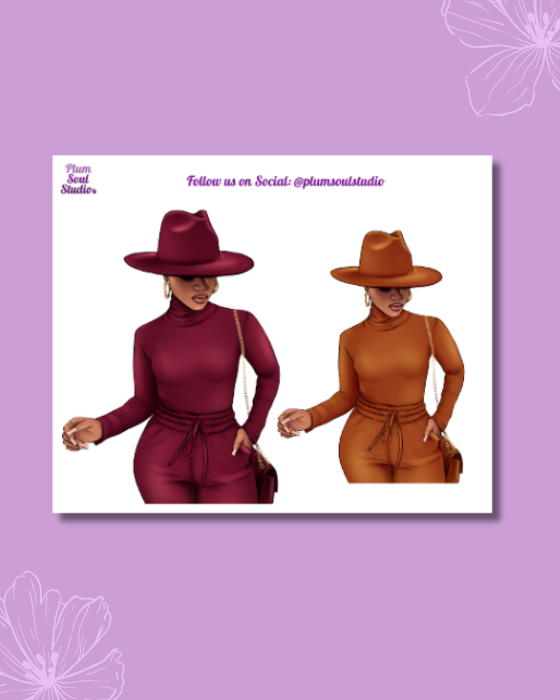 Angel Turtleneck and Fedora Mini Sticker Sheet