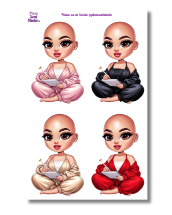 Jojo Journaling Assorted Two Bald Sticker Sheet