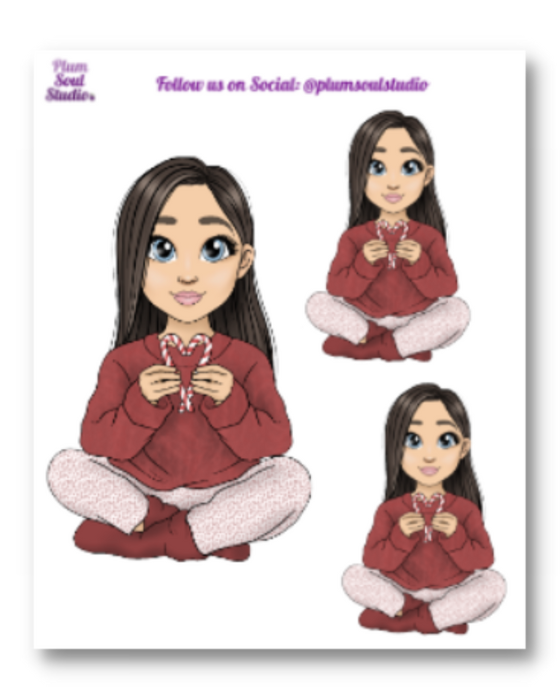 Candy Cane Heart Sticker Sheet