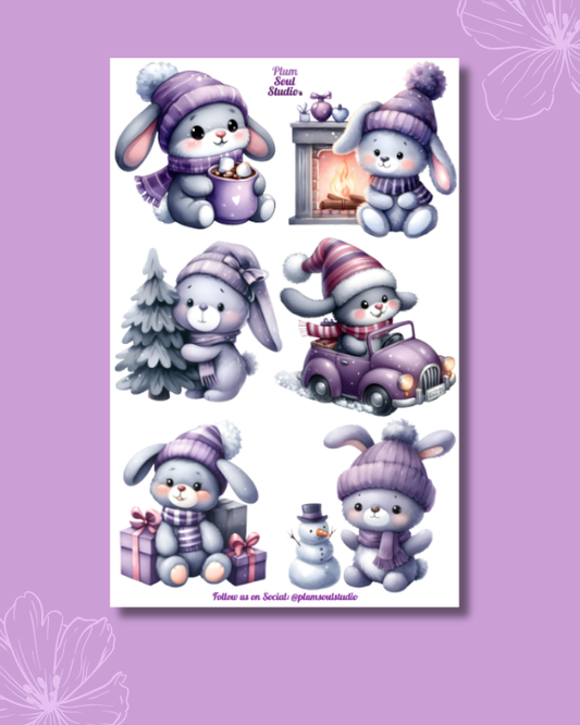 Christmas Bunny Sticker Sheet