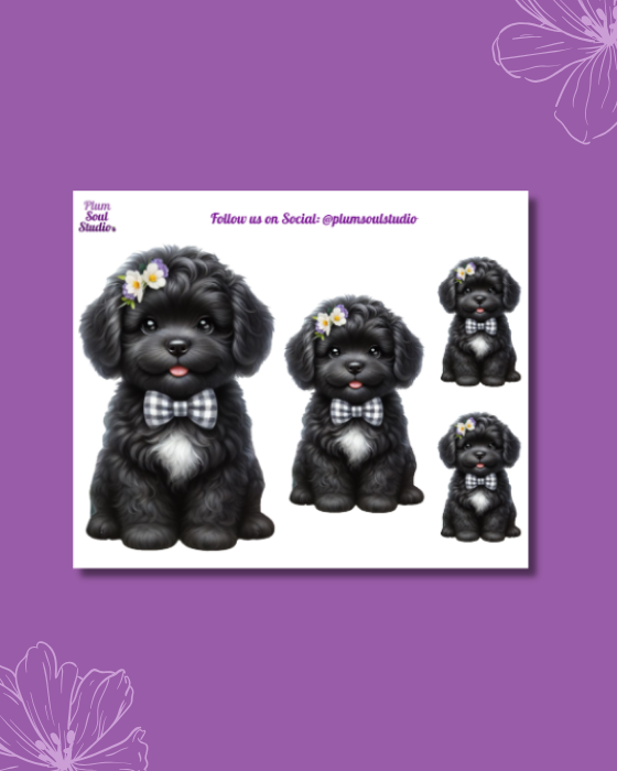 Black Beauty Puppies Mini Sticker Sheet