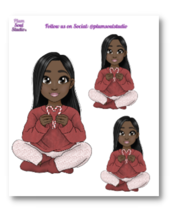 Candy Cane Heart Sticker Sheet