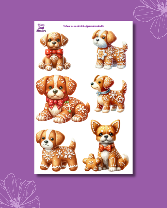 Gingerbread Dog Sticker Sheet