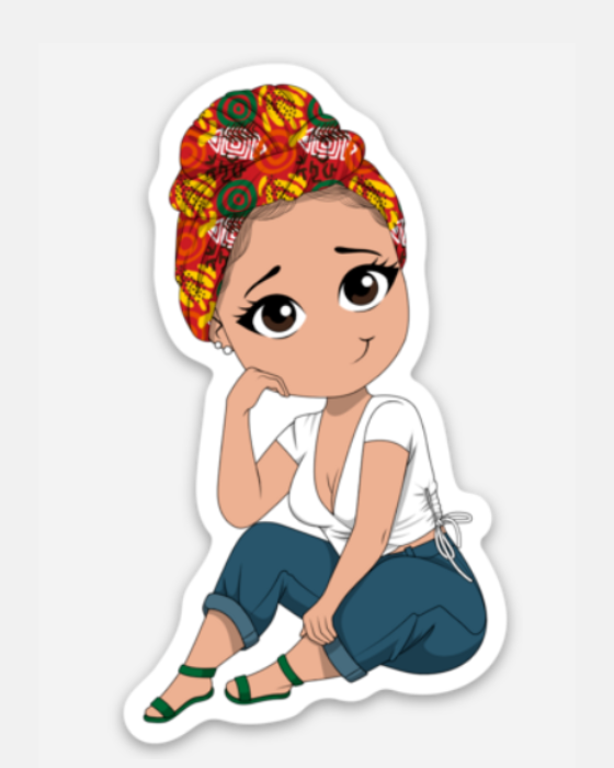 Black Is Head Wrap Vinyl Die Cut Sticker