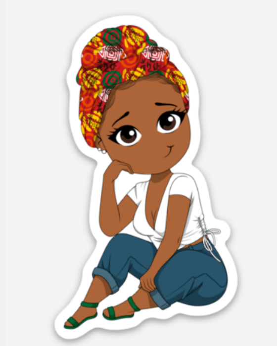 Black Is Head Wrap Vinyl Die Cut Sticker