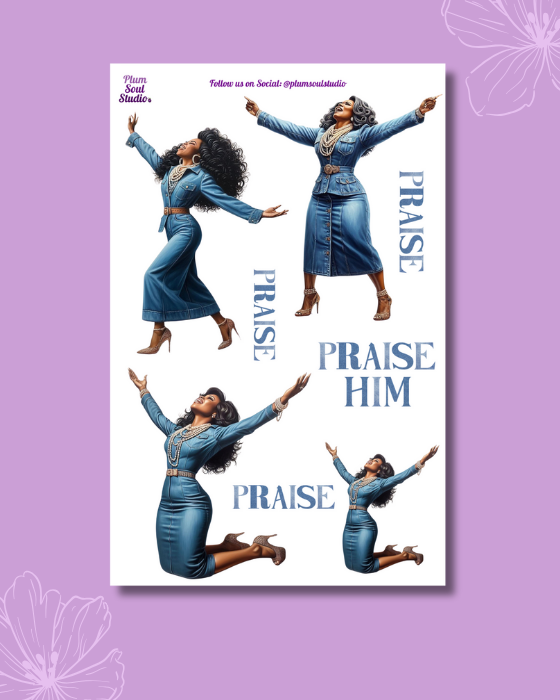 Praise Him Denim Sticker Sheet