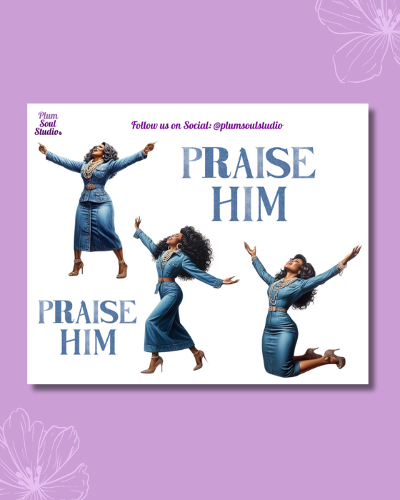 Praise Him Denim Mini Sticker Sheet