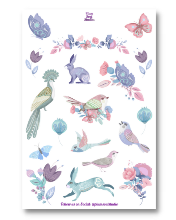 Pastel Folk Art Sticker Kit