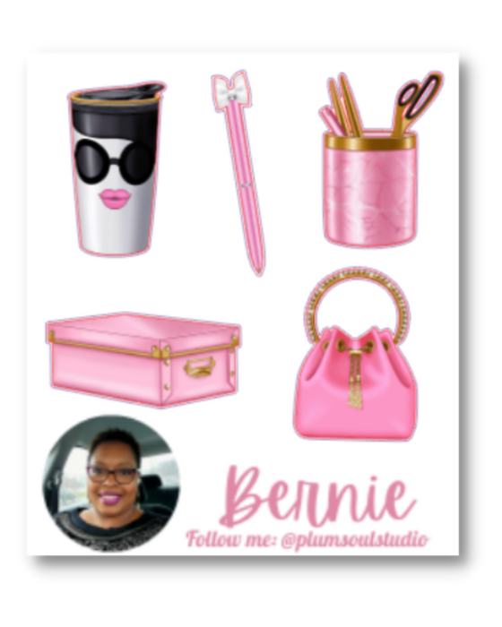 Pink Planner Contact Cards