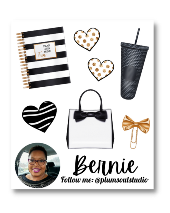 Black and White Planner Contact Card Sticker