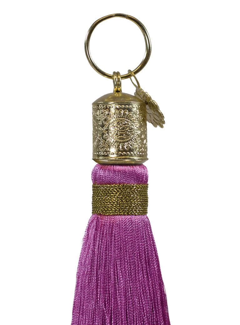 Magenta Tassel Key Ring