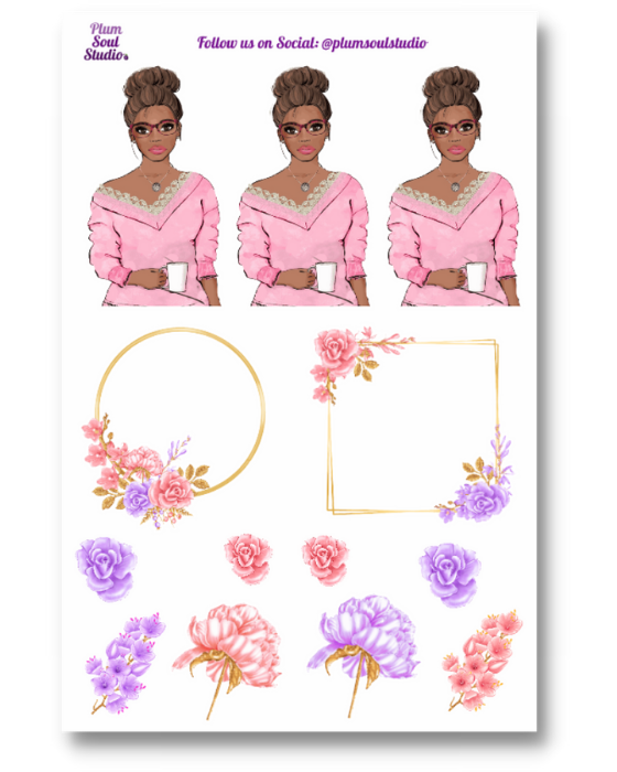Mandy with Flowers Sticker Sheet