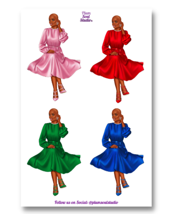 Marion Holiday Dress Bald Sticker Sheet