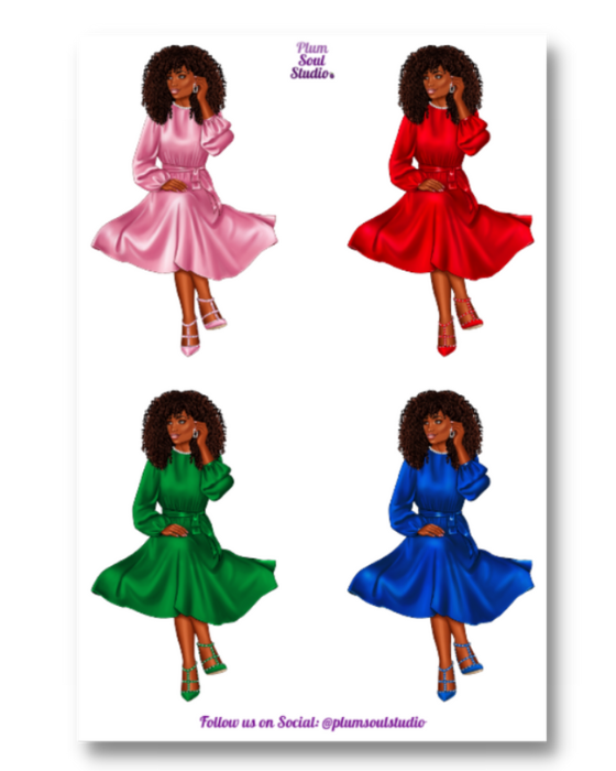 Marion Holiday Dress Sticker Sheet
