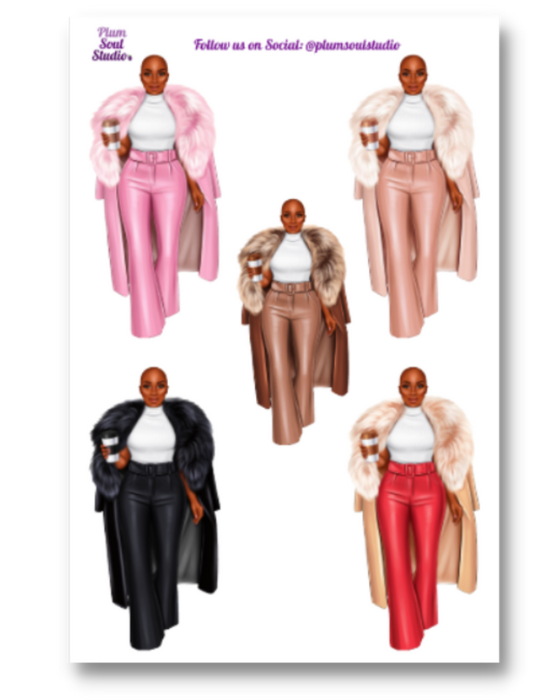 Nadine Fur Coat Bald Sticker Sheet