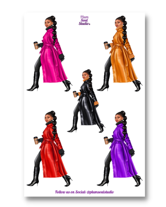 Nina Leather Trench Coat Sticker Sheet