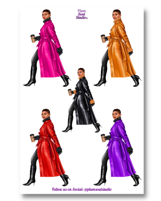 Nina Leather Trench Coat Sticker Sheet