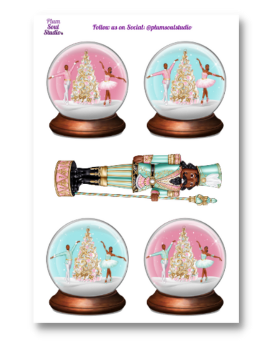 Nutcracker Snow Globe Sticker Sheet