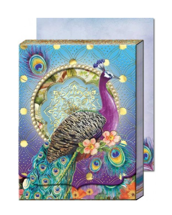 Purple Peacock Die-Cut Window Pocket Note Pad
