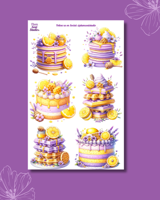 Lavender Lemon Waffles and Cakes Sticker Sheet