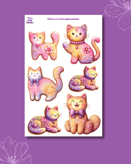 Gingerbread Cat Sticker Sheet