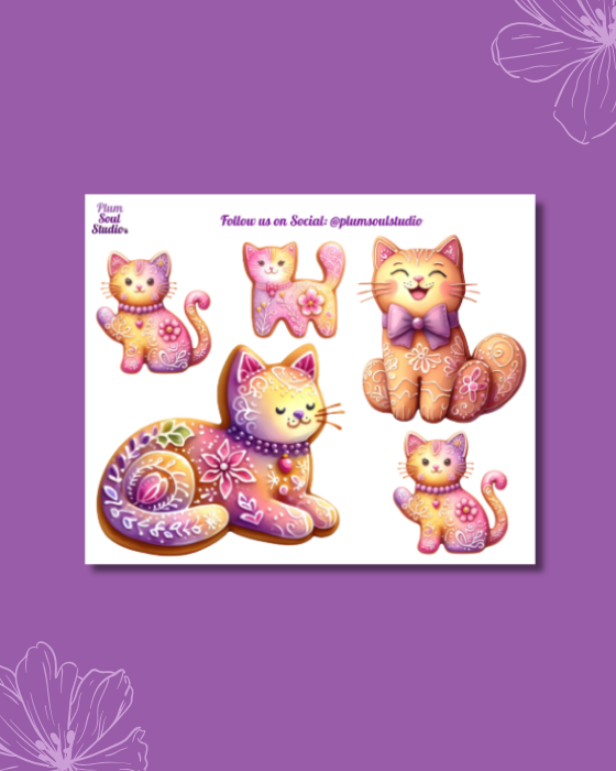 Gingerbread Cat Mini Sticker Sheet