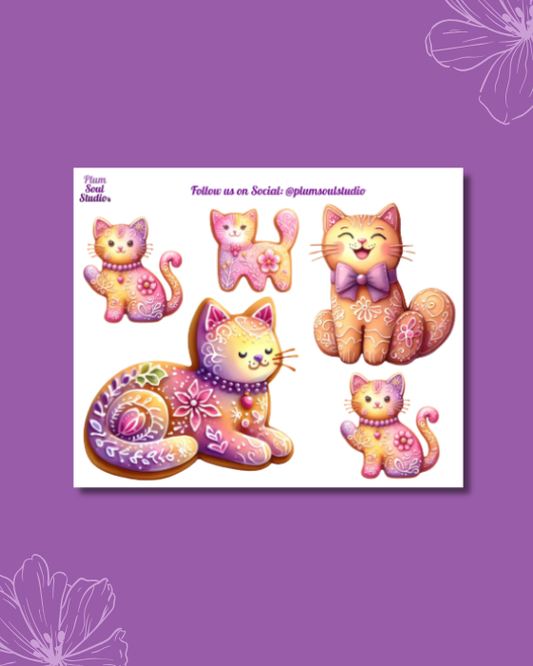 Gingerbread Cat Mini Sticker Sheet