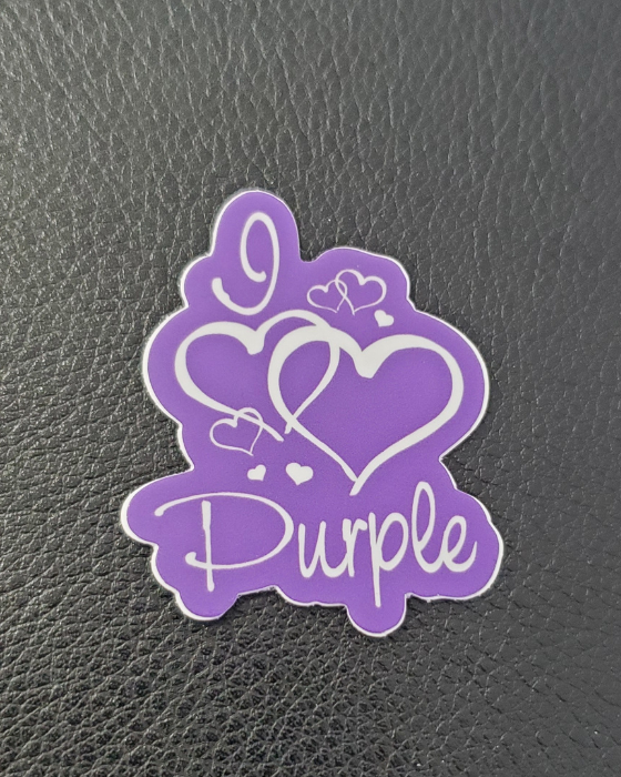 I Love Purple 1.5 inch Vinyl Sticker