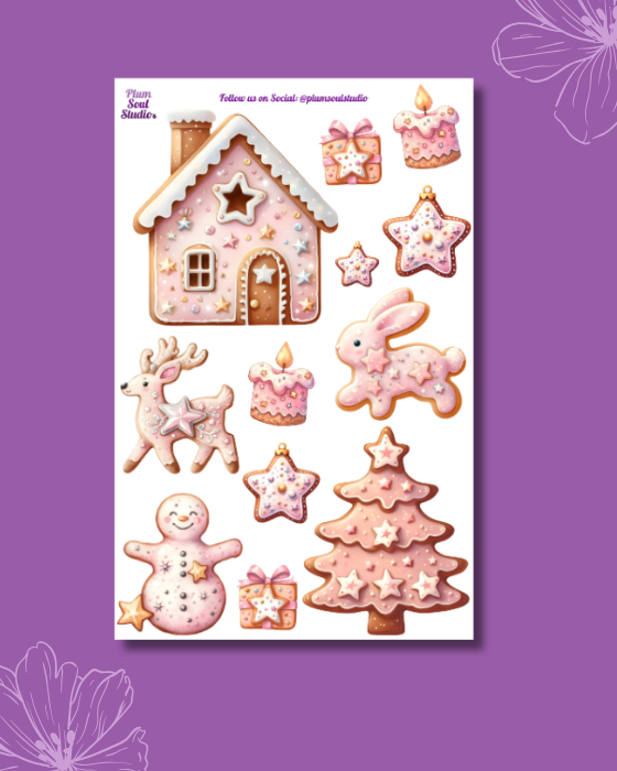 Pink Gingerbread Sticker Sheet