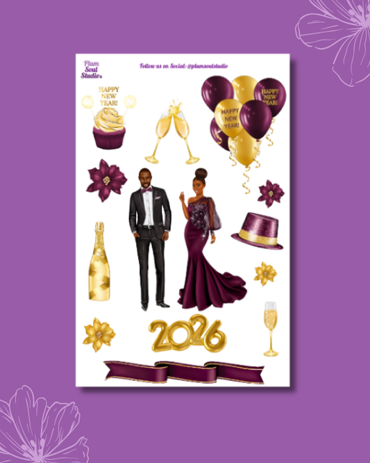 New Year Burgundy and Gold 2026 Sticker Sheet