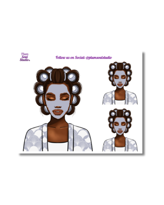 Night Time Wind Down Hair Mini Sticker Sheet
