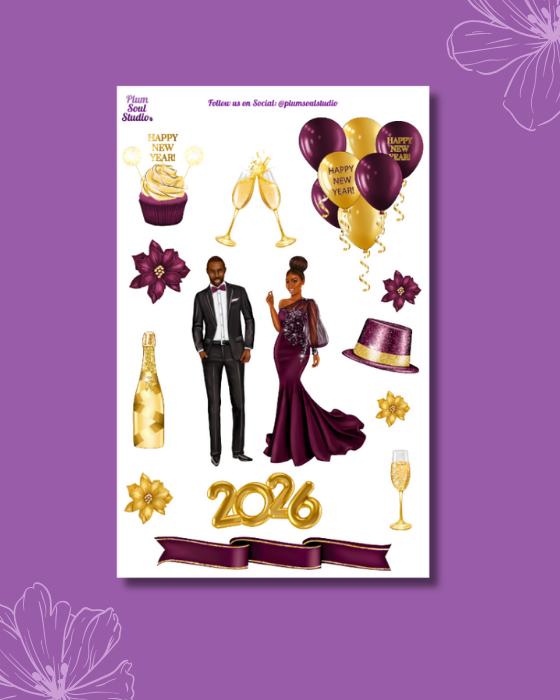 New Year Burgundy and Gold 2026 Sticker Sheet