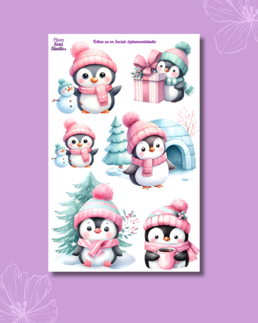 Christmas Penguins Sticker Sheet