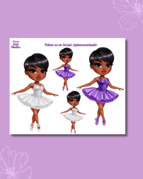 Chibi Ballerina Mini Sticker Sheet