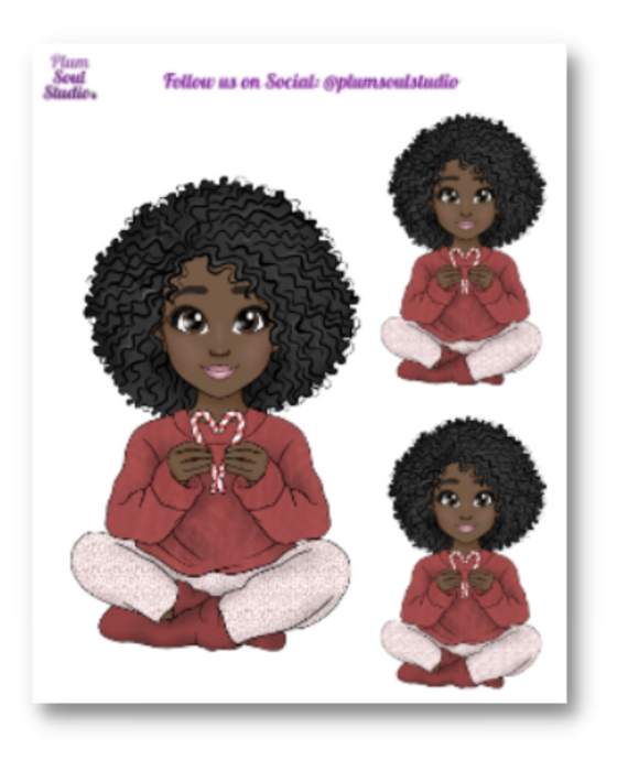 Candy Cane Heart Sticker Sheet