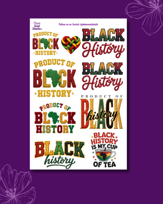 Sample History Sticker Textured Black History Sticker Sheet – Plum Soul Studio
