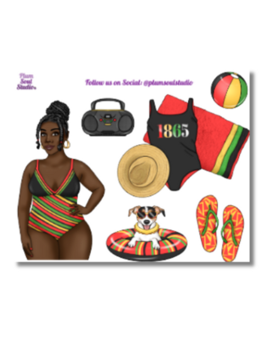Juneteenth Beach Day Sticker Sheet
