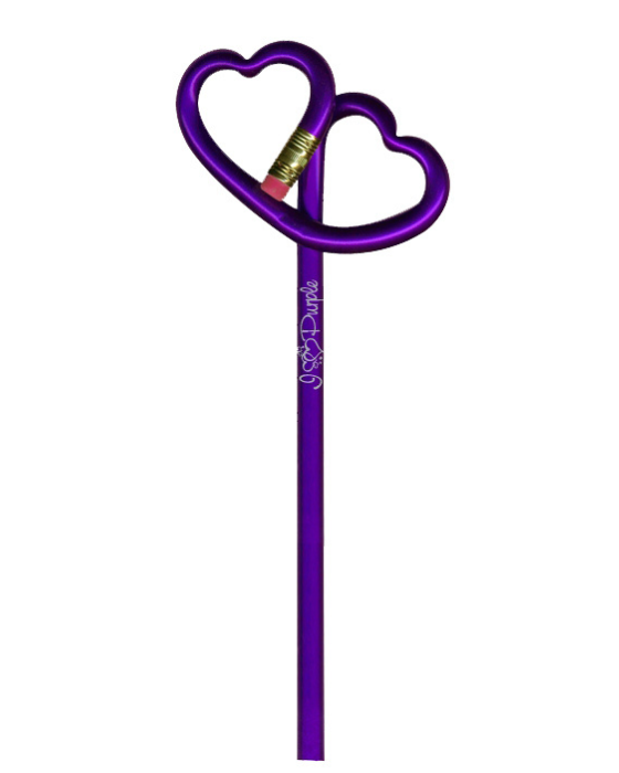 I Love Purple Double Heart Pencil